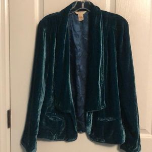 Sundance sz 6 teal crushed velvet lined l/s jacket